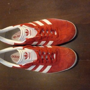 Red suade adidas gazelle